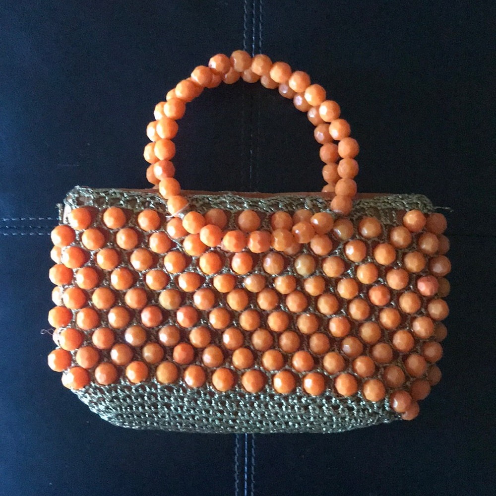 Vintage Orange beaded bag